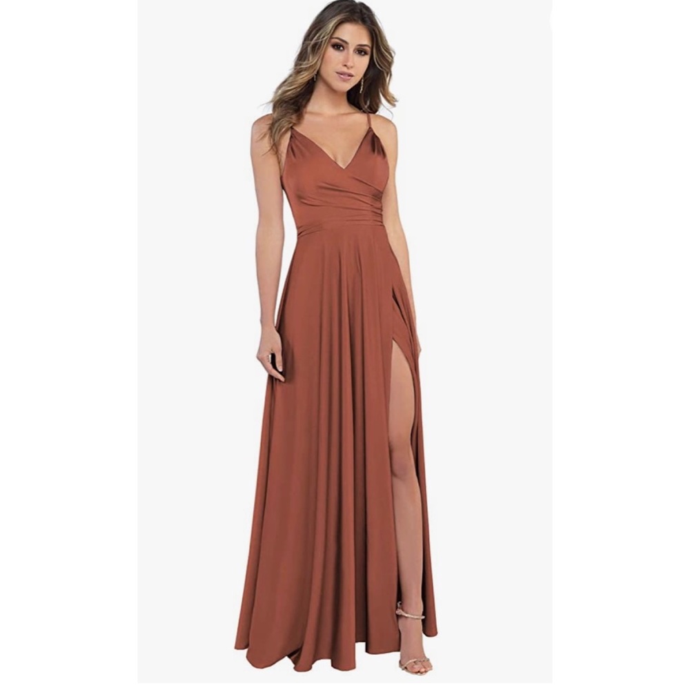 Prom/bridesmaid dress- color is glossy copper/cinnamon.